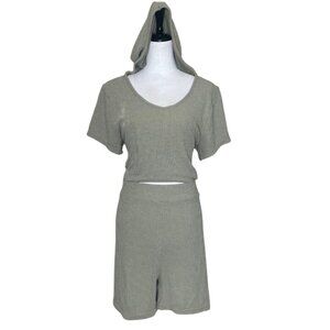 Roma Concept Women's Sage Green Knit Lounge Set Top XL Shorts 3X
